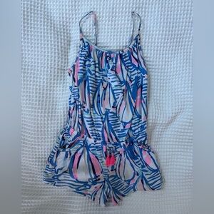 Lilly Pulitzer Girls Allene Romper Popup Red Right Return. Size Small 4/5.